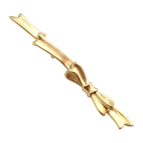Authentic! Angela Cummings 18k Yellow Gold Long Ribbon Bow Pin Brooch 1984 - Picture 8 of 11